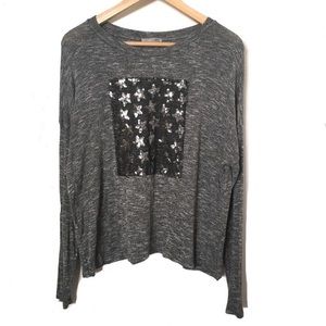 Zara Grey Sequin Star Sweater  Size L
